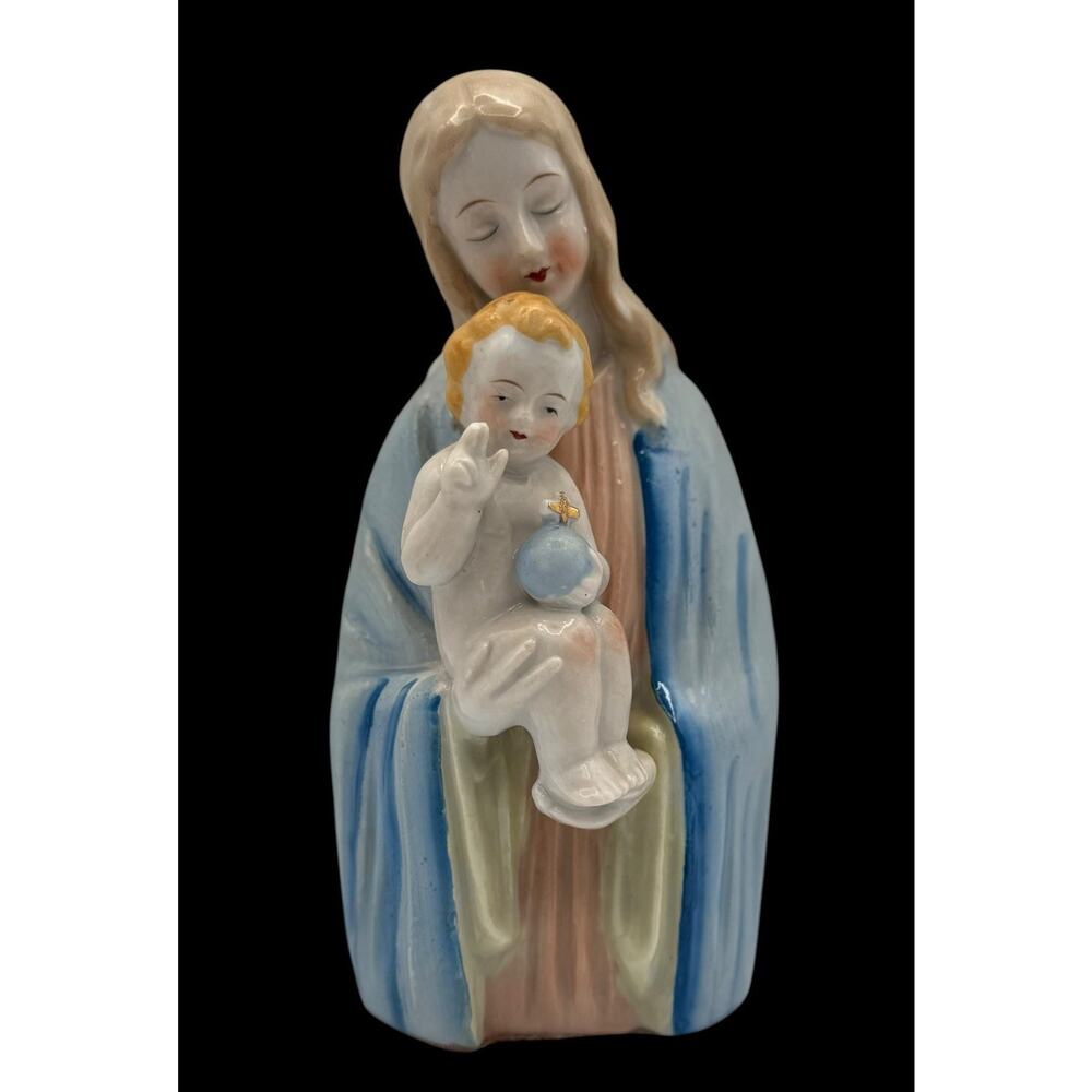 Vintage Madonna & Child Mary Jesus Porcelain Statue Figurine Savior of the World